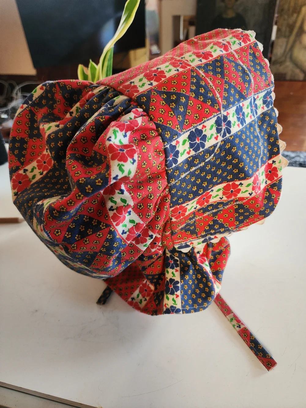 Vintage Handmade 70s Prairie Sun Bonnet Patchwork Calico Cottagecore HollyHobbie